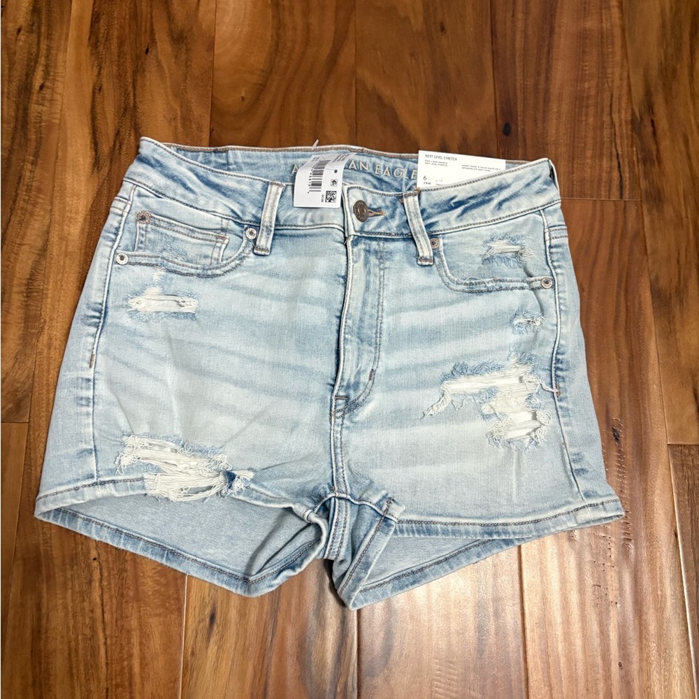 American Eagle Outfitters Light Blue Distressed Denim Shorts